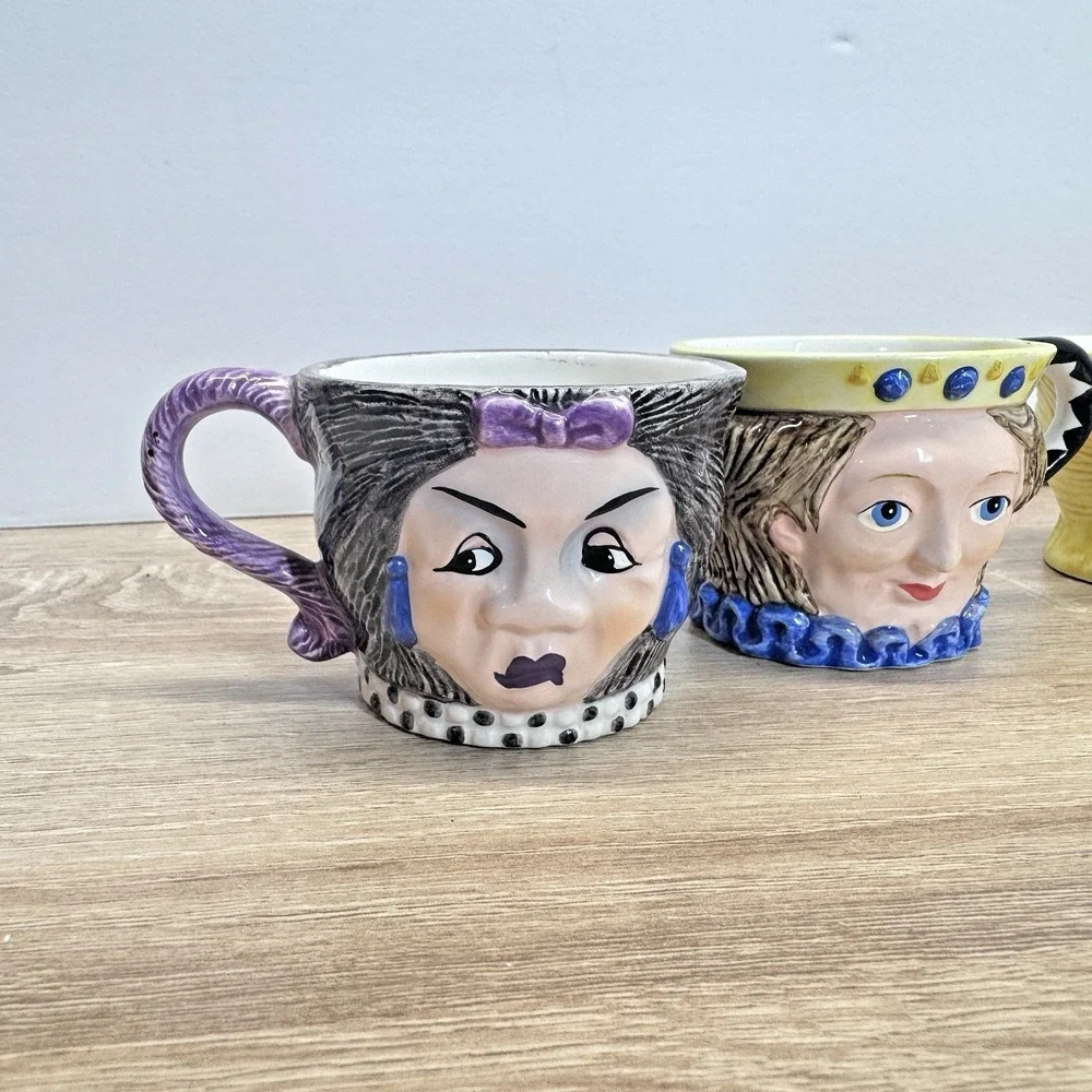 Department 56 Alice in Wonderland 1996‎ Character Cups Set of 4 Ceramic